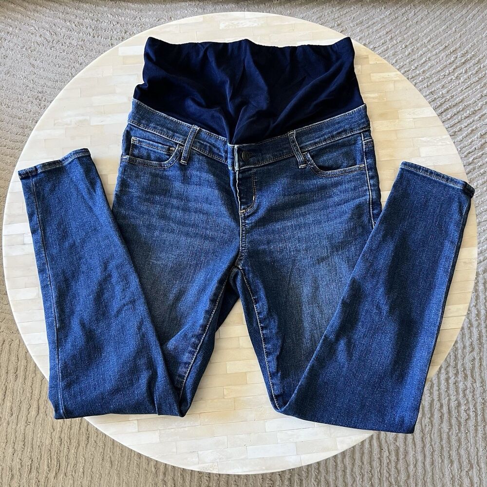 GAP 1969 Denim Maternity Jeans Size 6 Skinny Medium Indigo Blue Belly Panel EUC